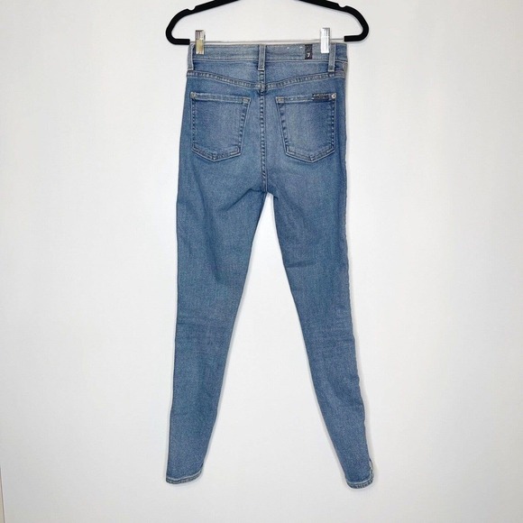 7 for All Mankind High Waist Skinny Jeans Silver Stripe Size 25 - Picture 3 of 9